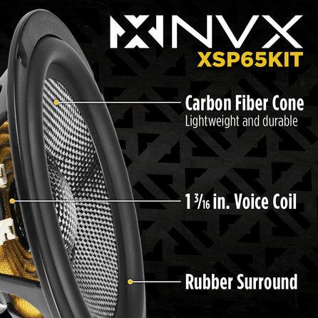 XNVX XSP65KIT

Carbon Fiber Cone Lightweight and durable

1 3/16 in. Voice Coil

Rubber Surround