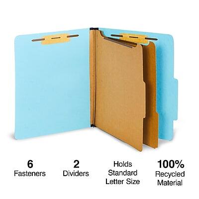 6 Fasteners  
2 Dividers  
Holds Standard Letter Size  
100% Recycled Material