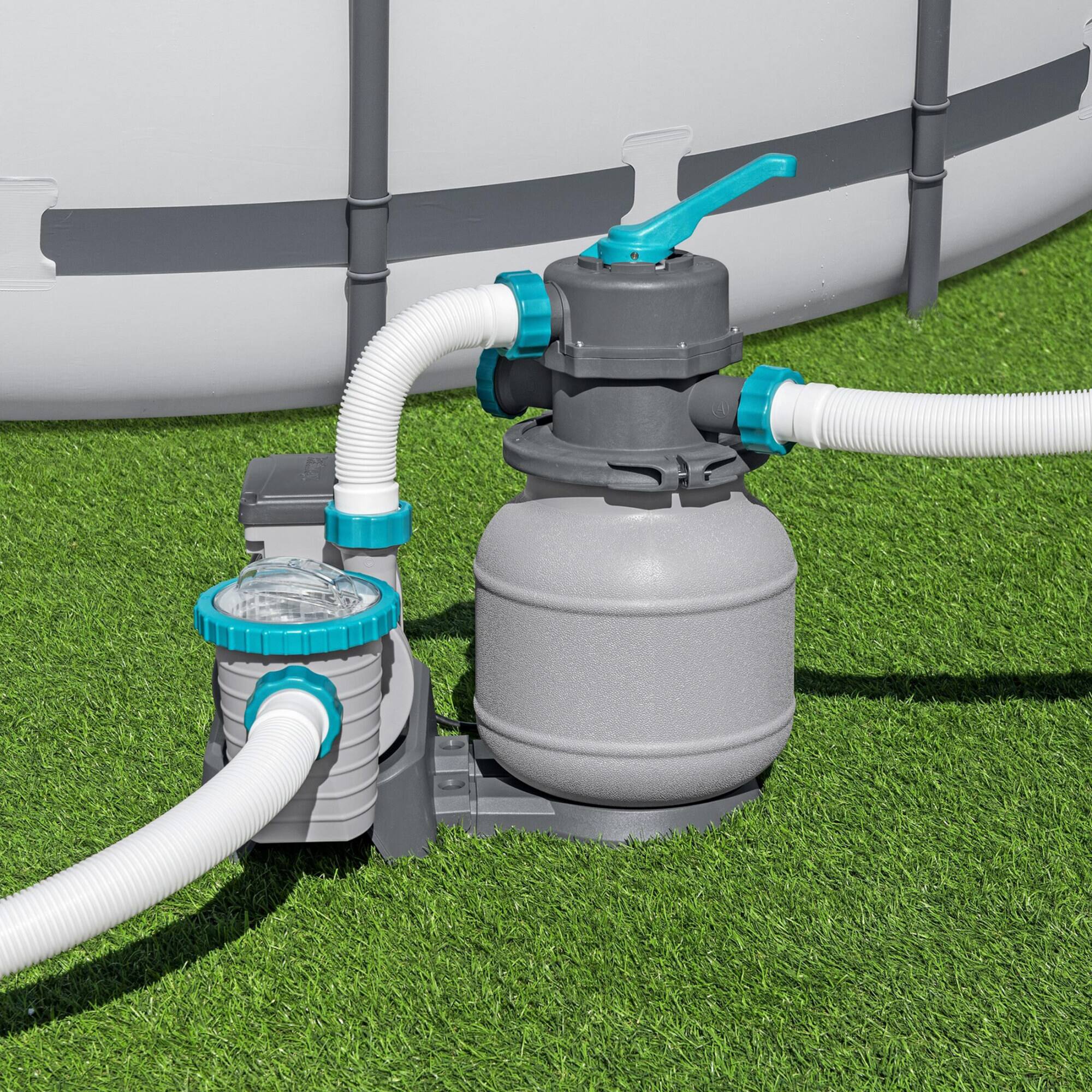 Alt View 2. Bestway - Bestway 1,500 Gallon Sand Filter Pump for Above Ground Outdoor Swimming Pools - Gray.
