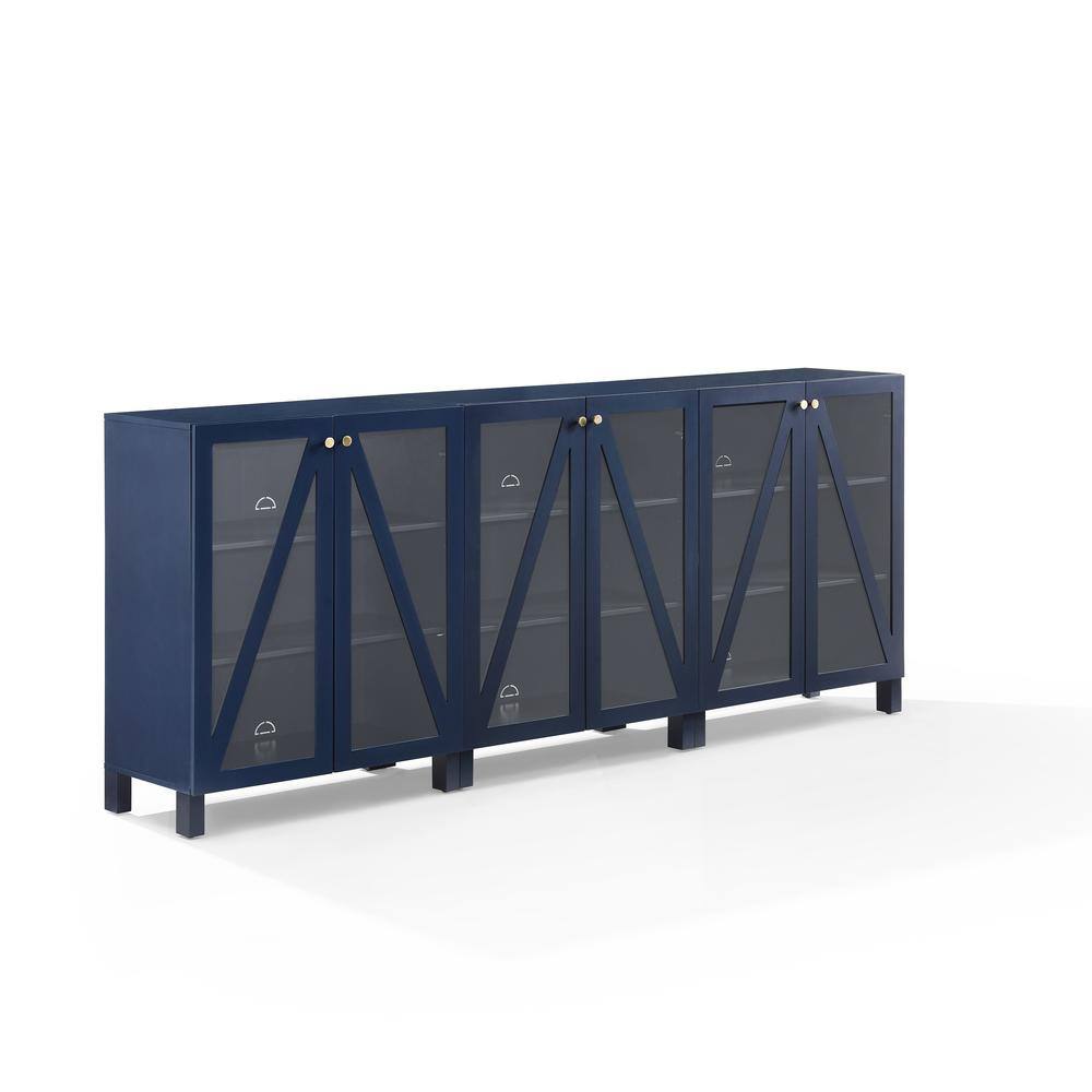 Alt View 4. Crosley Furniture - Cassai 3-Piece Media Sideboard Cabinet Set - 3 Storage Pantries - Navy.