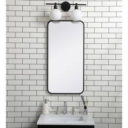 Elegant Decor - Soft corner metal rectangular mirror 18x36 inch - Black
