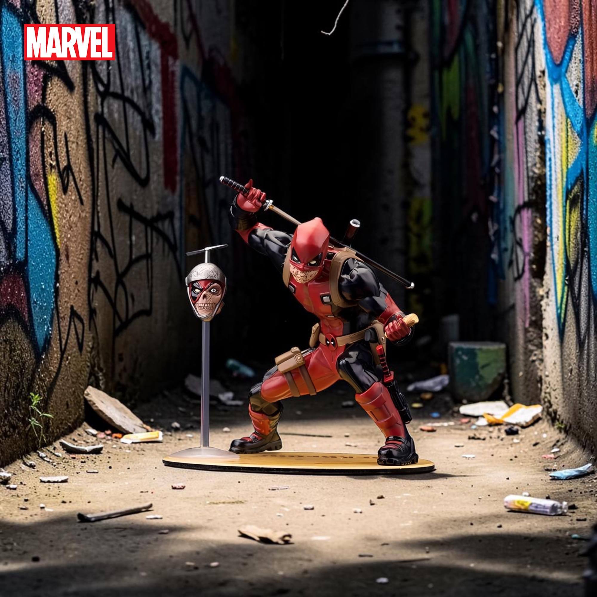 Alt View 4. Kotobukiya - Marvel Now ArtFX+ Deadpool Statue | SDCC 2015 Exclusive - Red.