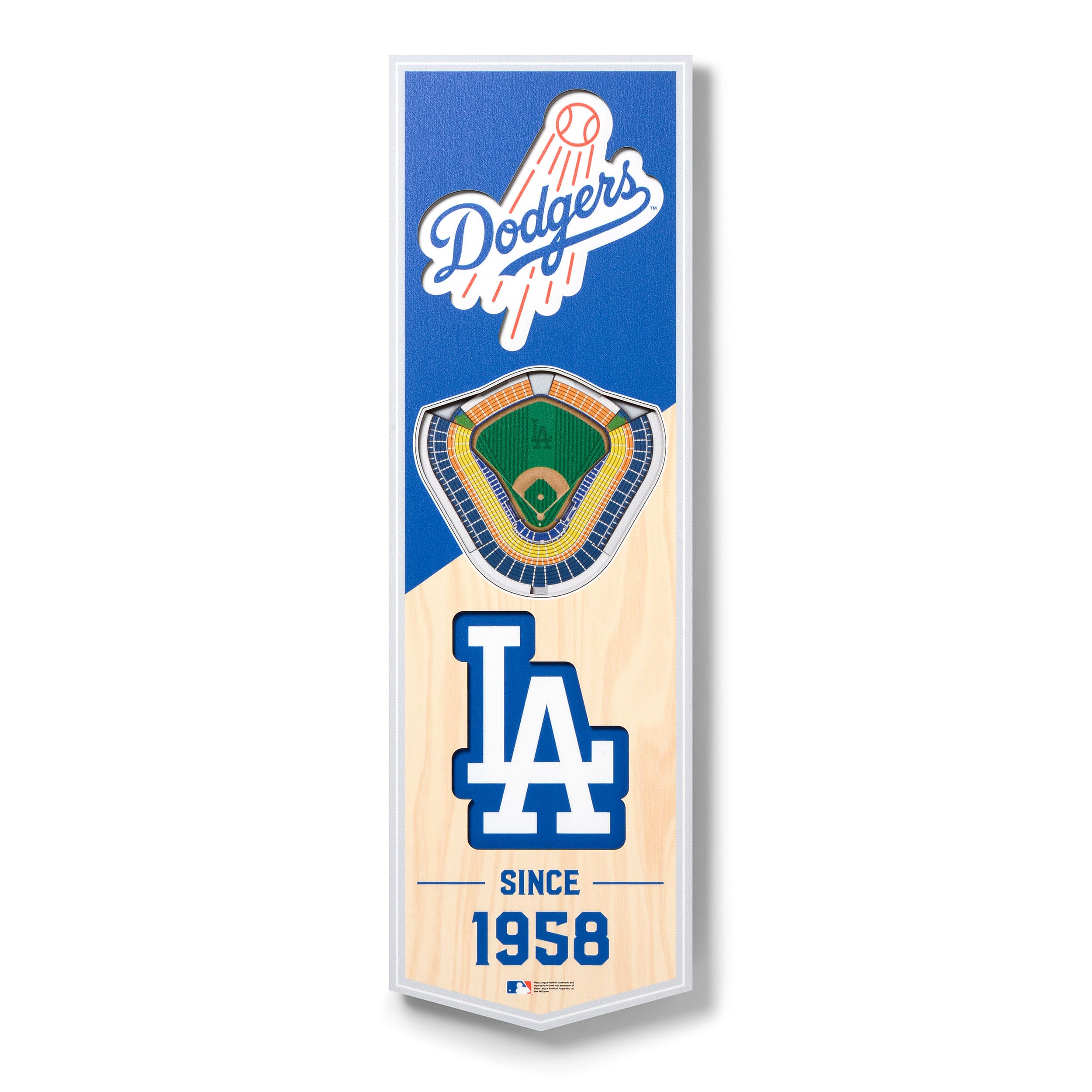 YouTheFan - Los Angeles Dodgers 6'' x 19'' 3D StadiumView Banner - Multicolor