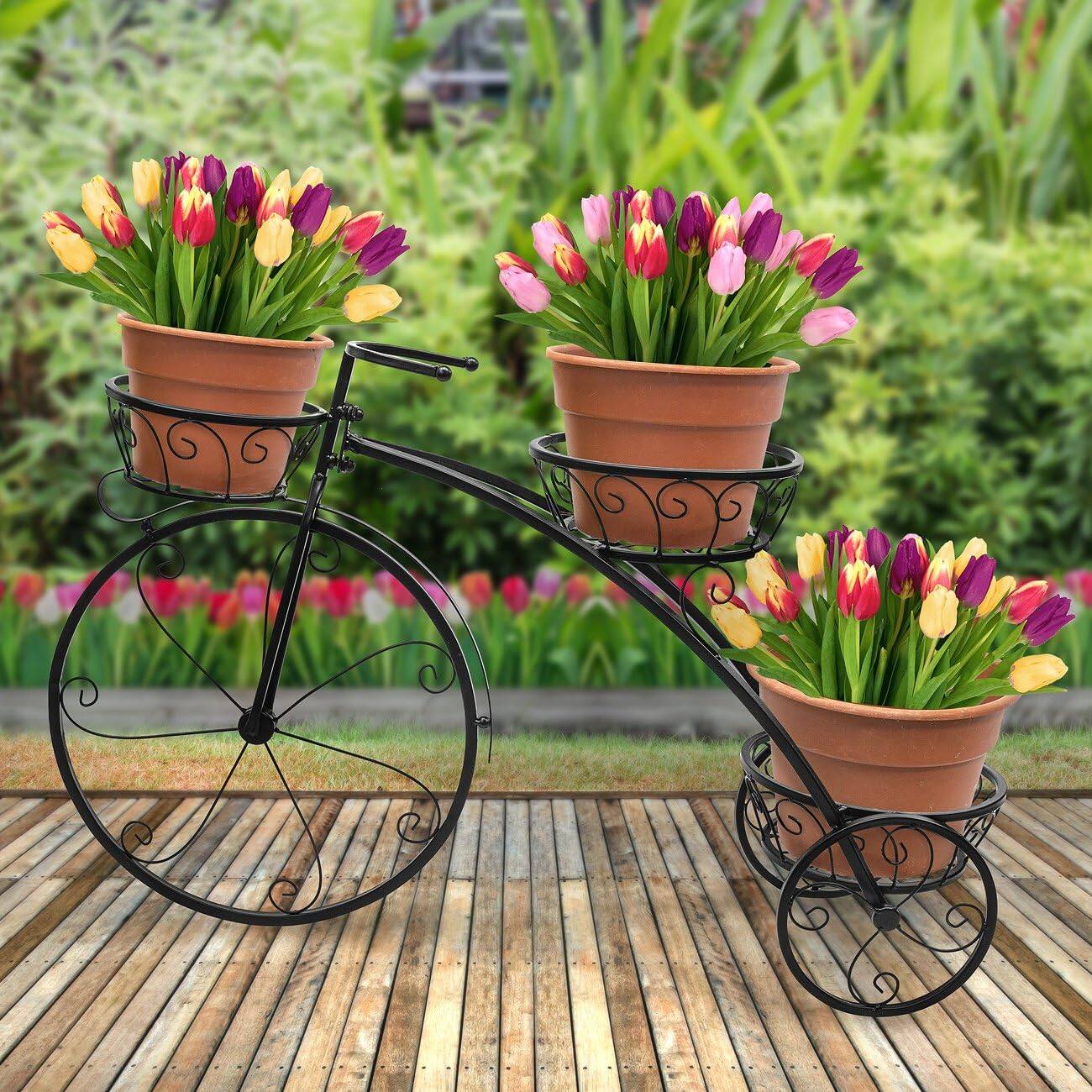 Alt View 3. Sorbus - Sorbus Tricycle Plant Stand - Flower Pot Cart Holder Ideal for Home, Garden, Patio, Gift for Plant Lovers, Housewarming - Black.