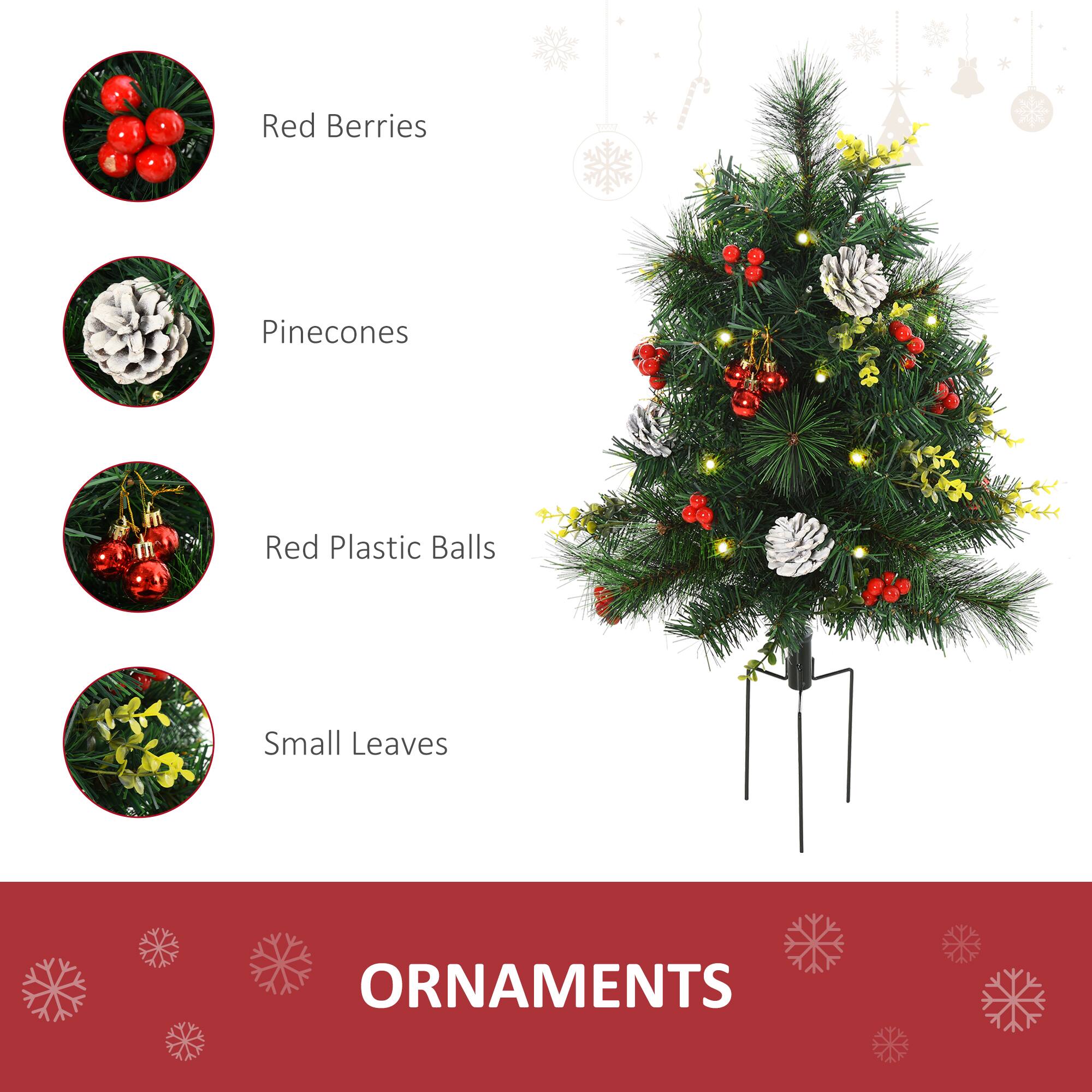Red Berries, Pinecones, Red Plastic Balls, Small Leaves, ORNAMENTS