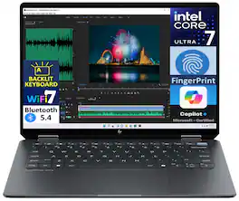 HP - OmniBook Ultra Flip 2-in-1 Laptop 14.0 2.8K Display (Intel Ultra 7-256V, 16GB LPDDR5, 1TB SSD, Win 11 Home) - Eclipse Gray