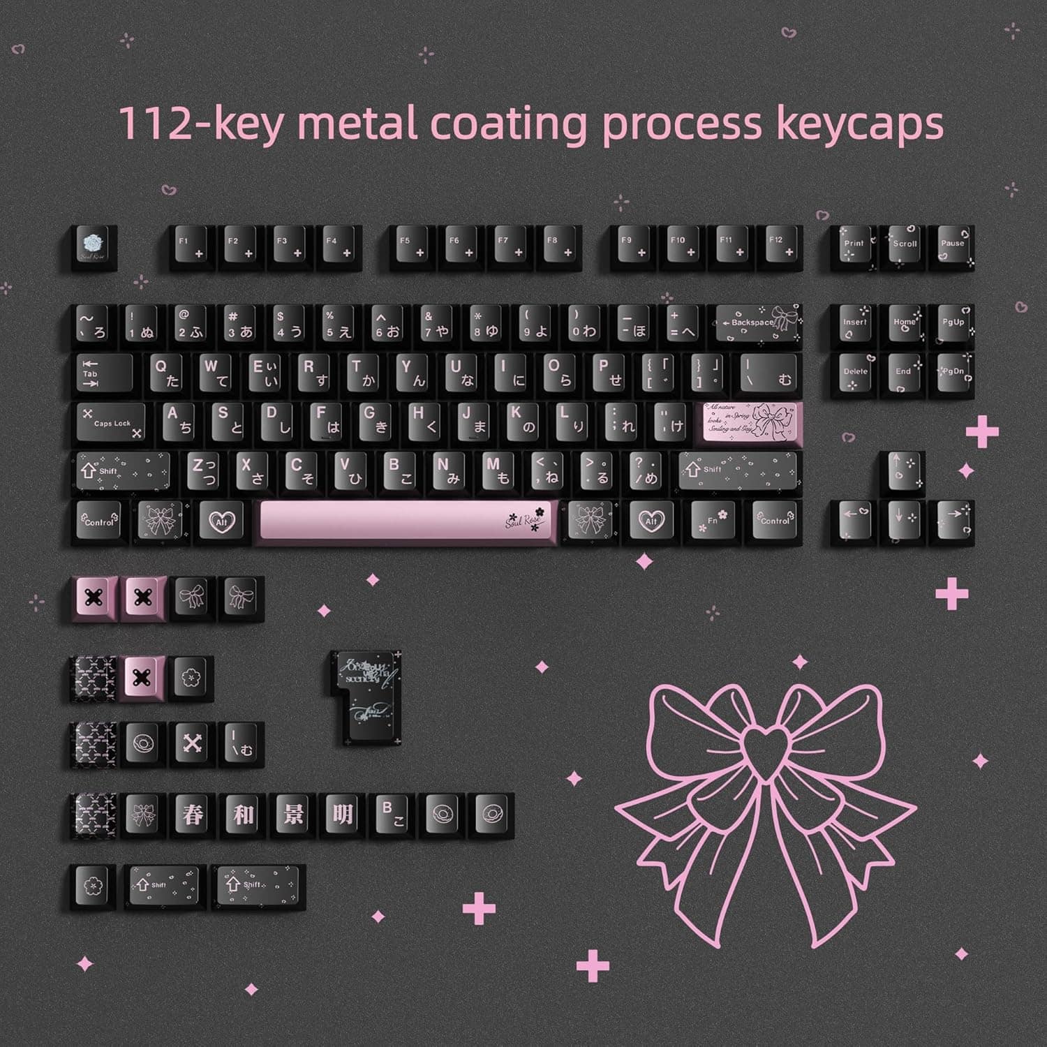 Womier - PBT Keycaps with Metal Paint,112-Key Dye Sublimation Cherry Profile Key caps for MX Switches Mechanical Keyboards - Black-112 Keys price history on PriceWatchPro