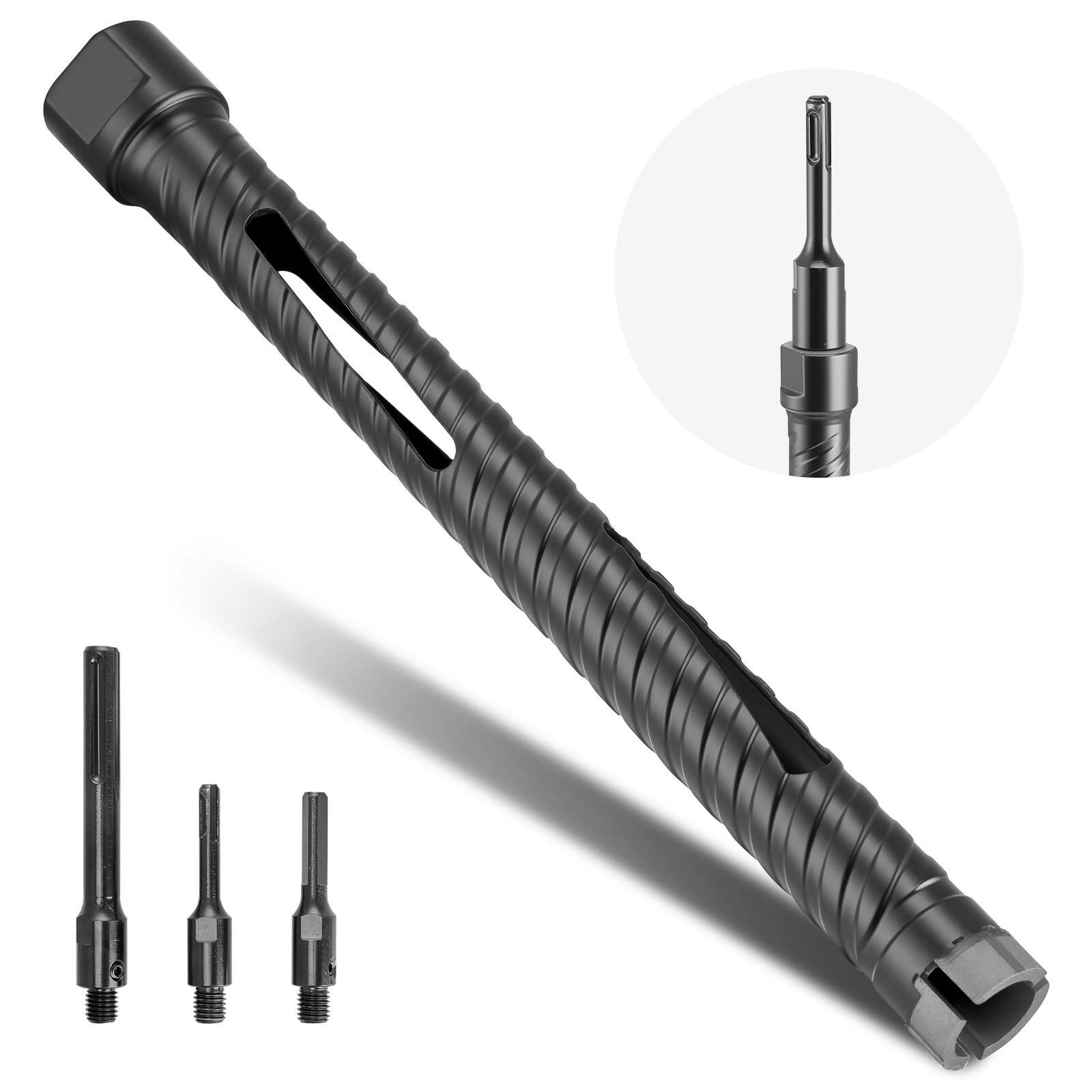 Front. VEVOR - Core Drill Bit, 1 inch Diameter, 9-1/2 inch Drilling Depth, 5/8-11 Internal Thread, Diamond Dry Coring Bit - Black.