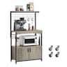 Bestier - 31 inch 3 Tier Bakers Rack with Cabinet Kitchen Storage Shelves Microwave Oven Stand Coffee Bar - Gray