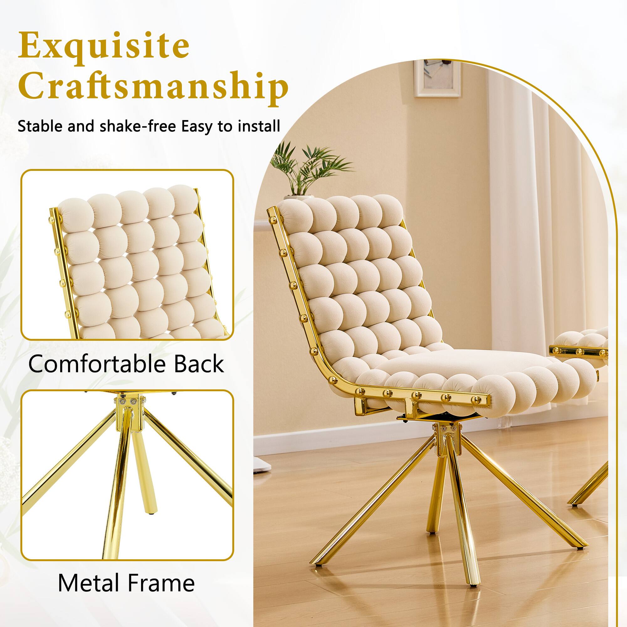 Exquisite Craftsmanship  
Stable and shake-free  
Easy to install  
Comfortable Back  
Metal Frame