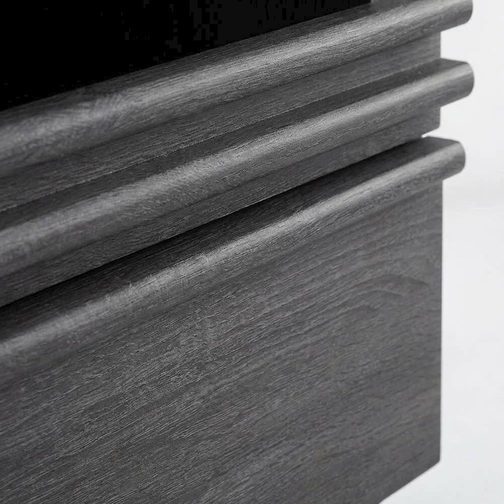 Back. FurniFact - Nightstand in Gray Finish, Minimalist Design, Sturdy Base,, Versatile Storage - Gray.