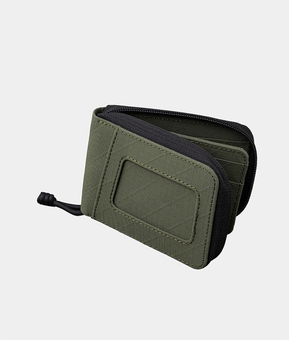 ALPAKA - Zip ID Wallet with ID Window, RFID Protection, Holds 10+ Cards, Zip-Around Closure, Gift-Ready Box - Green Axogrid 210D