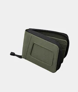 ALPAKA - Zip ID Wallet with ID Window, RFID Protection, Holds 10+ Cards, Zip-Around Closure, Gift-Ready Box - Green Axogrid 210D