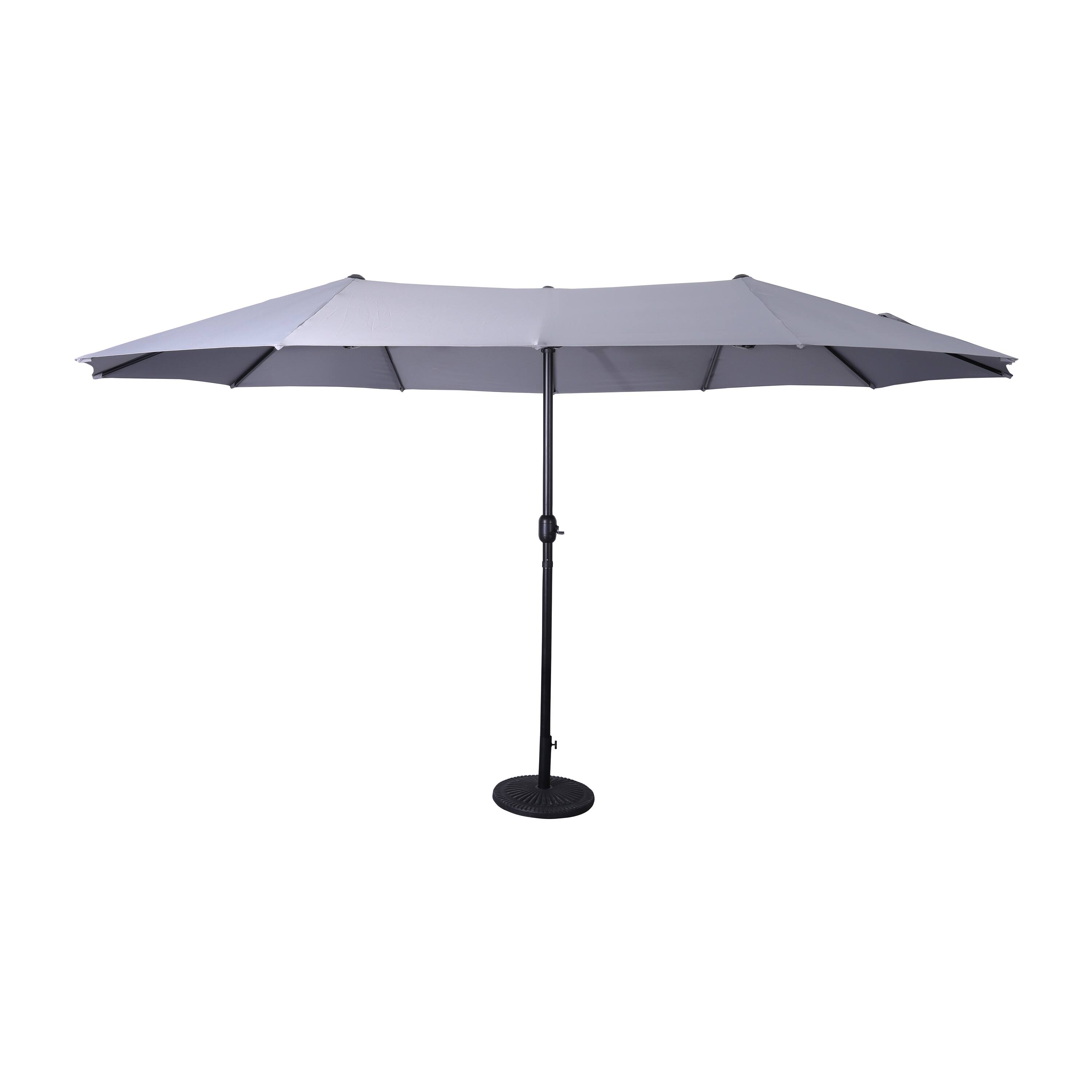 Alt View 5. Emma + Oliver - Ewing 15 FT Weather and Water-Resistant Triple Head Patio Umbrella with Crank Handle and Easy Tilt - Gray.