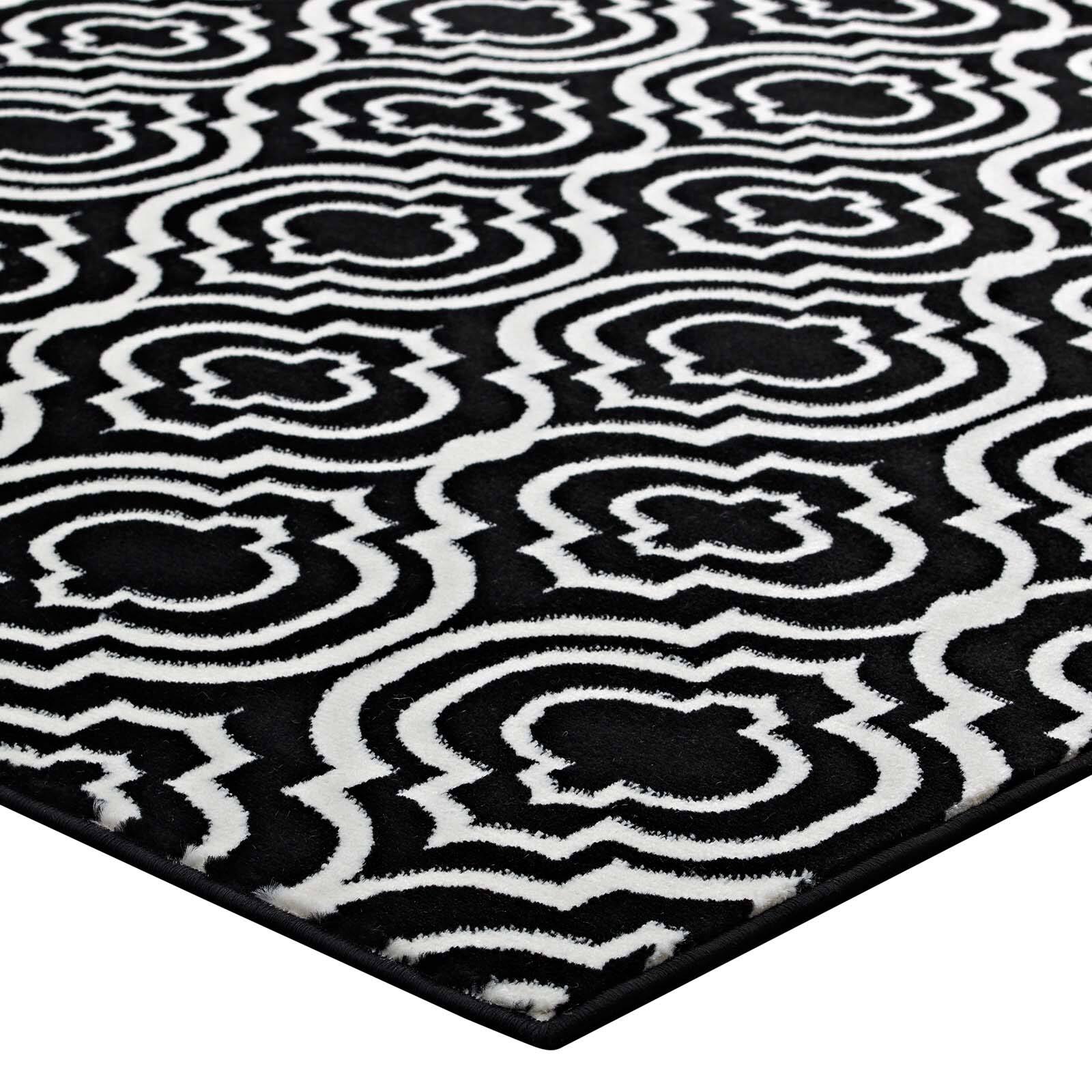 Alt View 2. Modway - Frame Transitional Moroccan Trellis Area Rug - Black and White.