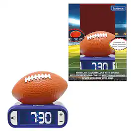 Lexibook - Digital Alarm Clock with 3D American Football Night Light and Sound Effects - Orange