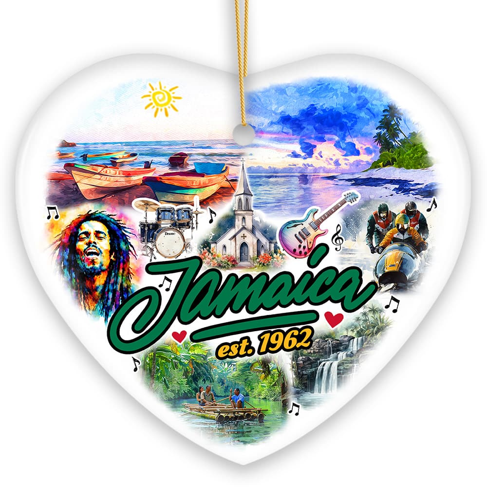 OrnamentallyYou - Culturally Vibrant Jamaica Ceramic Art Ornament Artistic Caribbean Souvenir and Christmas Decor - Multi-colored