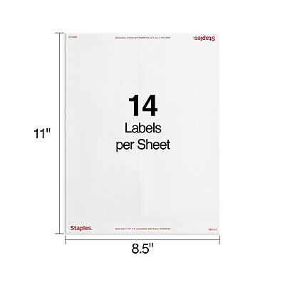 Staples  
11" x 8.5"  
14 Labels per Sheet  
Staples