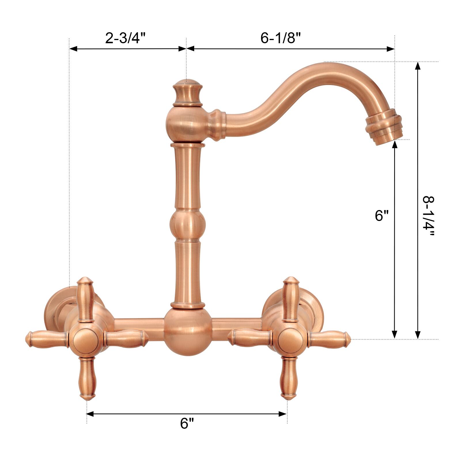 2-3/4" 6-1/8" 6" 8-1/4" 6"