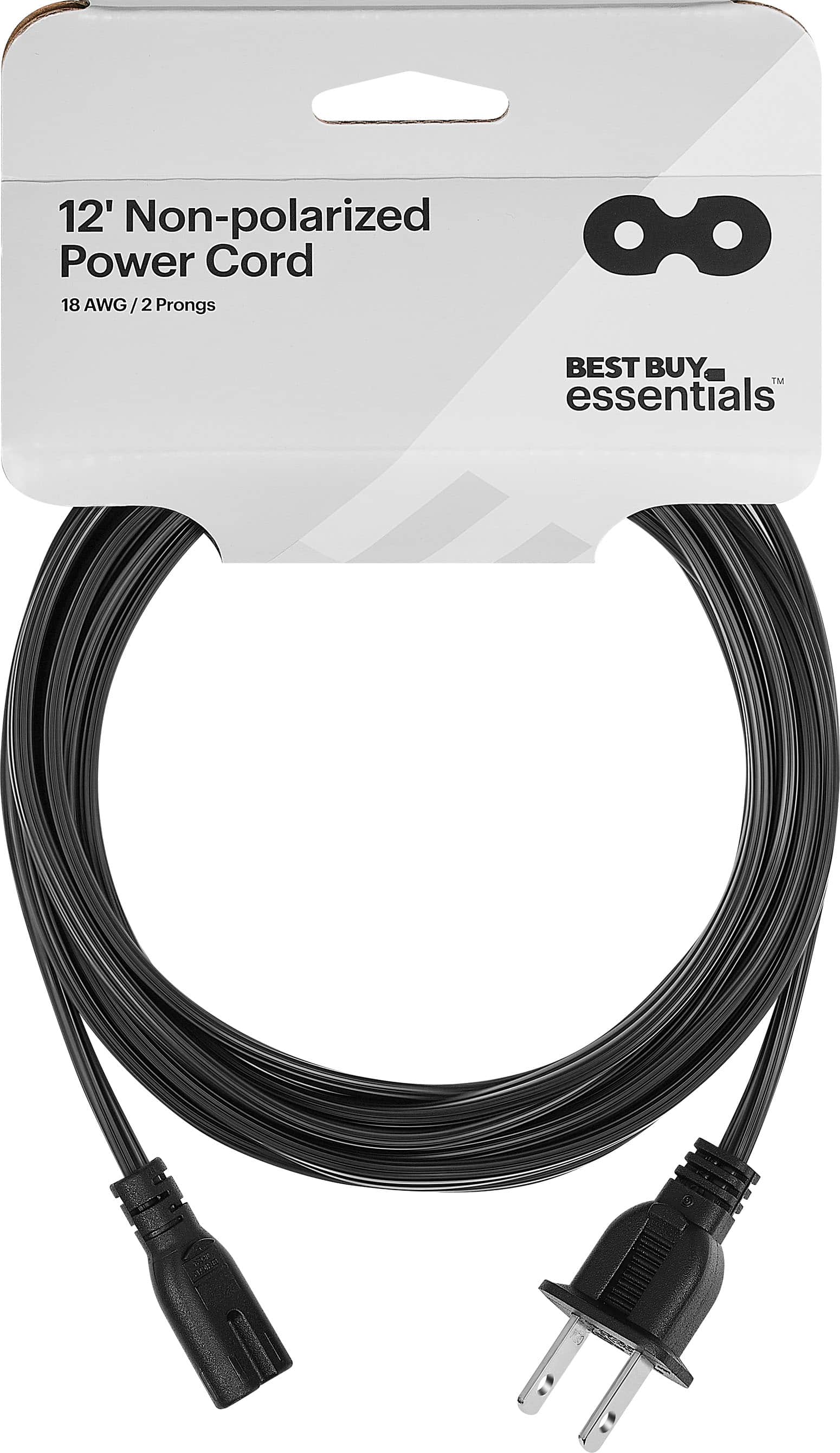 "12' Non-polarized Power Cord 18 AWG/2 Prongs 8 Best Buy Essentials"