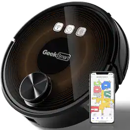 HOMLUX - Smart L8 Robot Vacuum Cleaner and Mop, LDS Navigation, Wi-Fi Connected APP, Selective Room Cleaning,MAX 2700 PA Suction - Black Brown