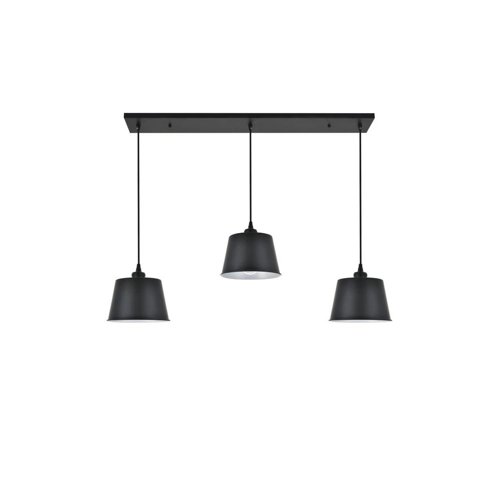 Alt View 7. Living District - Nota 3 light black Pendant - Black.