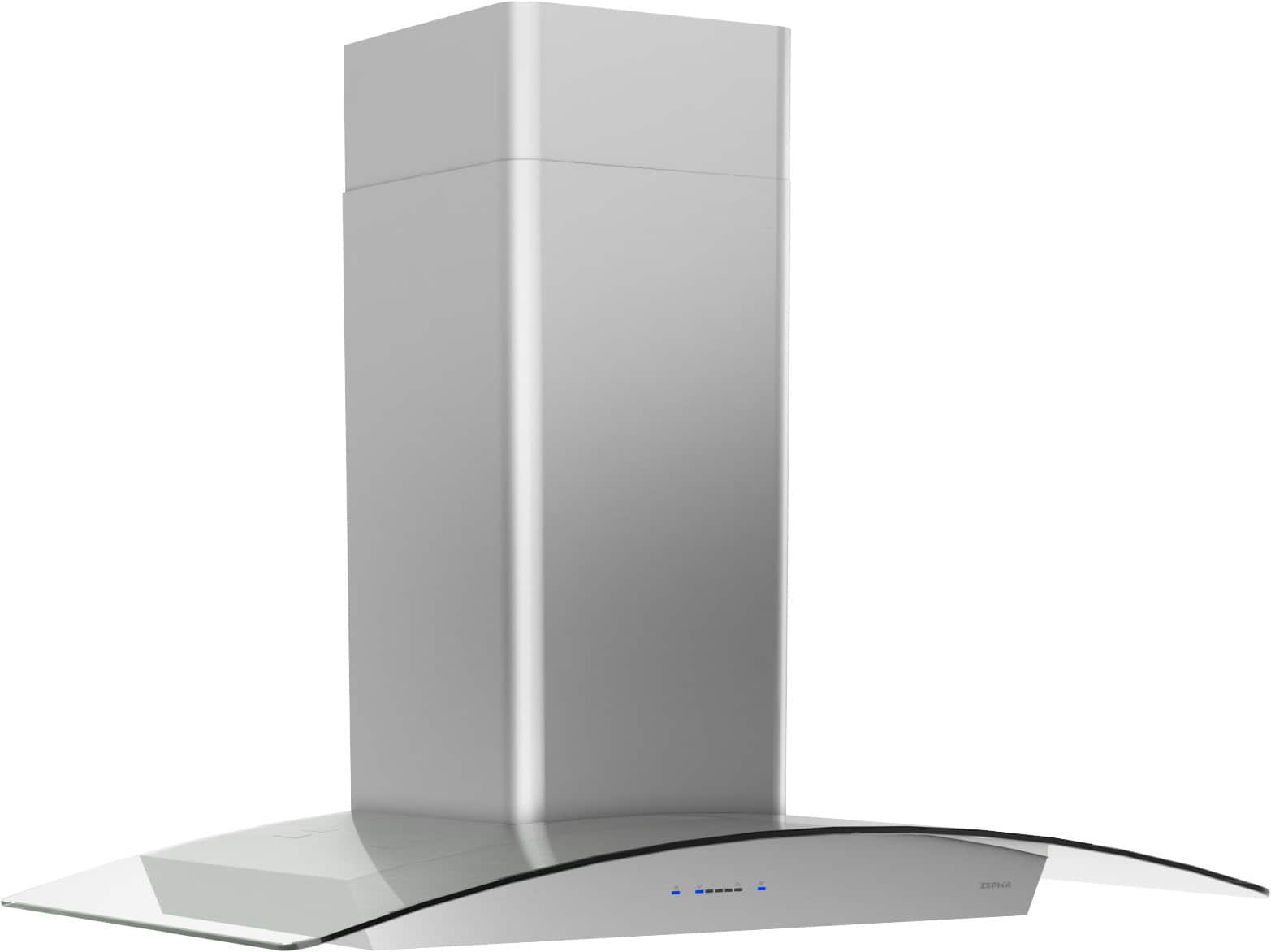 Left. Zephyr - Roma 36 in. 600 CFM Wall Mount Range Hood with LED Light - Stainless Steel + Glass.