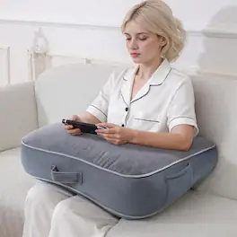 wowmax - Gaming Reading Pillow with Arm Support - Lap Desk for Bed & Sofa, Backrest for Adults - Gray