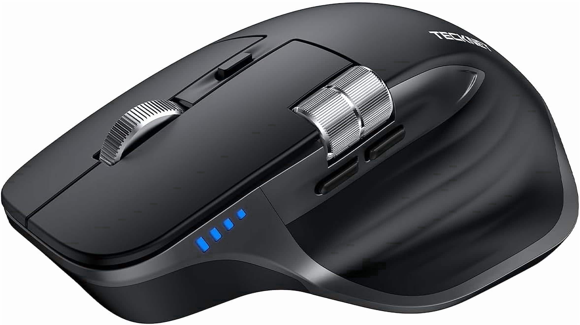 TECKNET - Wireless Mouse, Side Scroll Bluetooth Rechargeable, 3-Device - Wireless - Black
