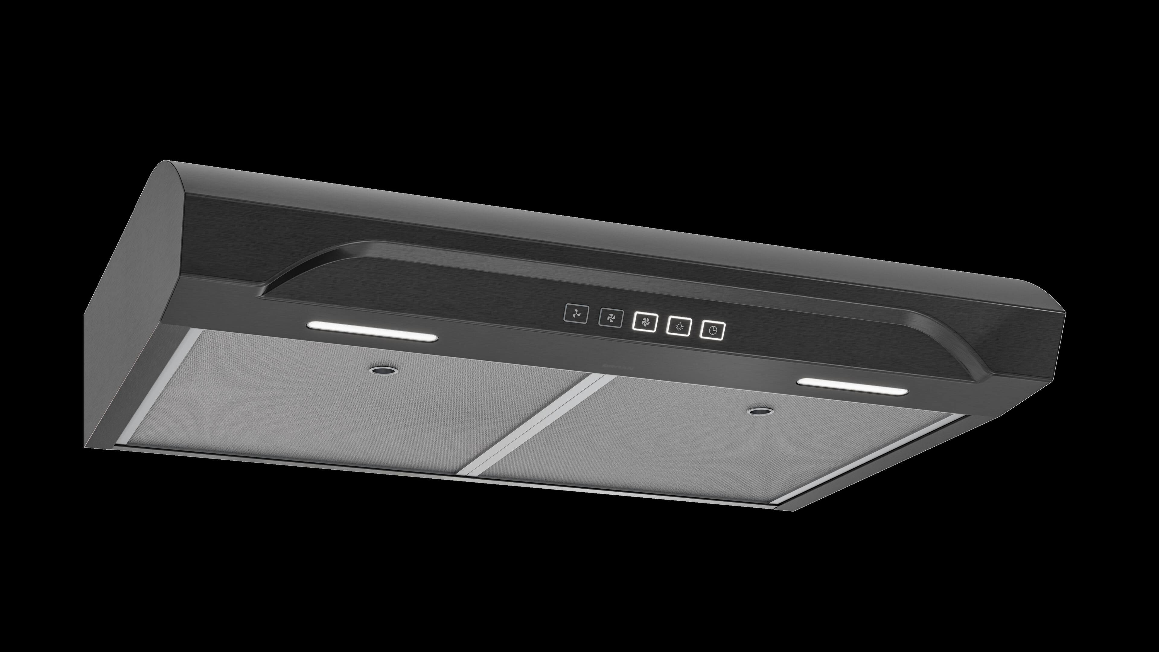 Alt View 1. Broan - Alta 30-Inch 350 MAX Blower CFM 1.5 Sones Black Stainless Range Hood - Stainless Steel.