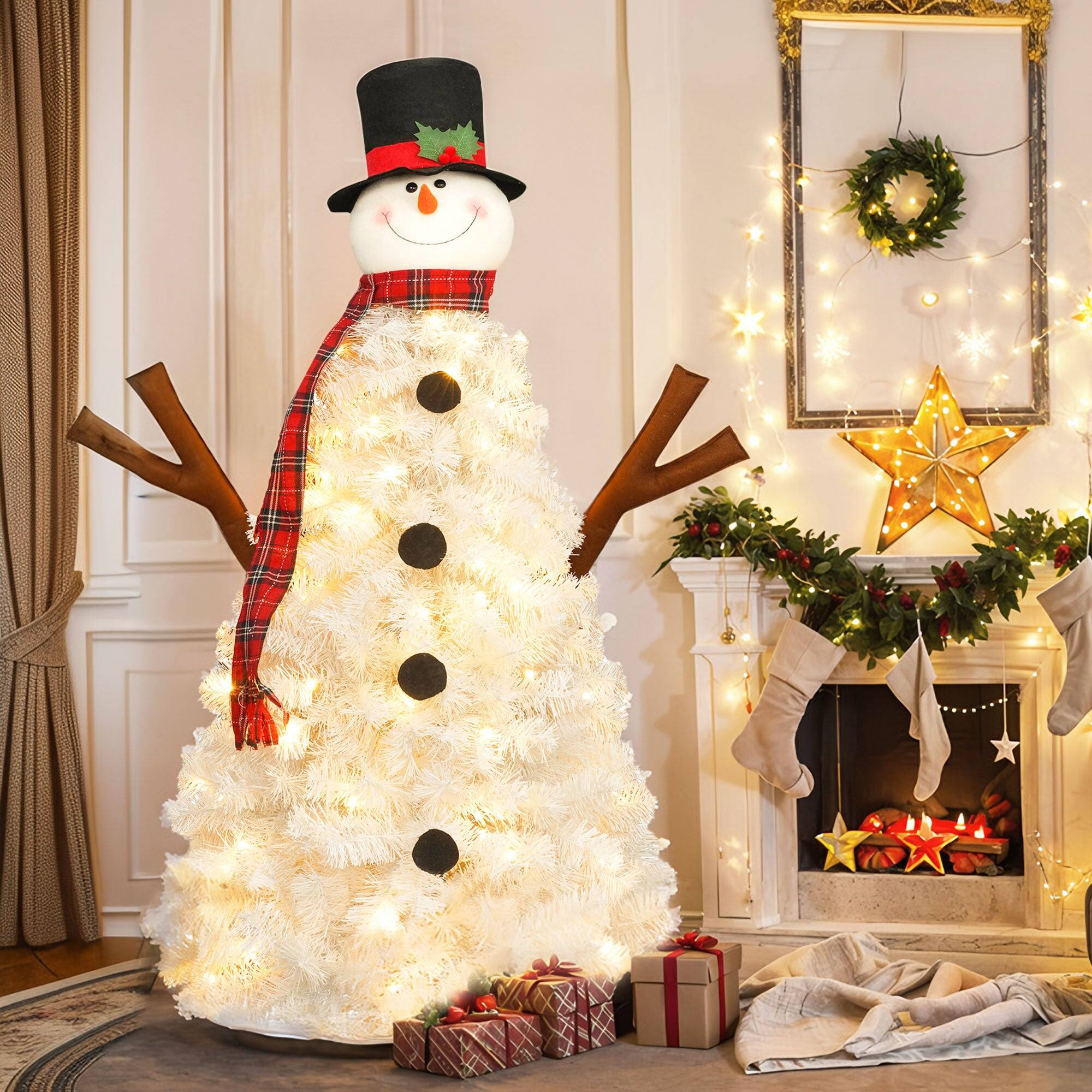 Angle. BreeBe - 4ft Pre-lit Christmas Tree with 100 Lights - White.
