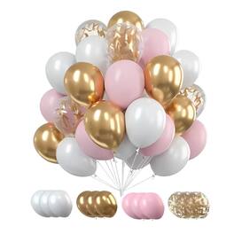 Kitcheniva - 30-Pack White, Gold, & Pink Party Balloon Set – Birthday, Wedding, Baby Shower, Graduation, Anniversary Decorations - white gold and pink