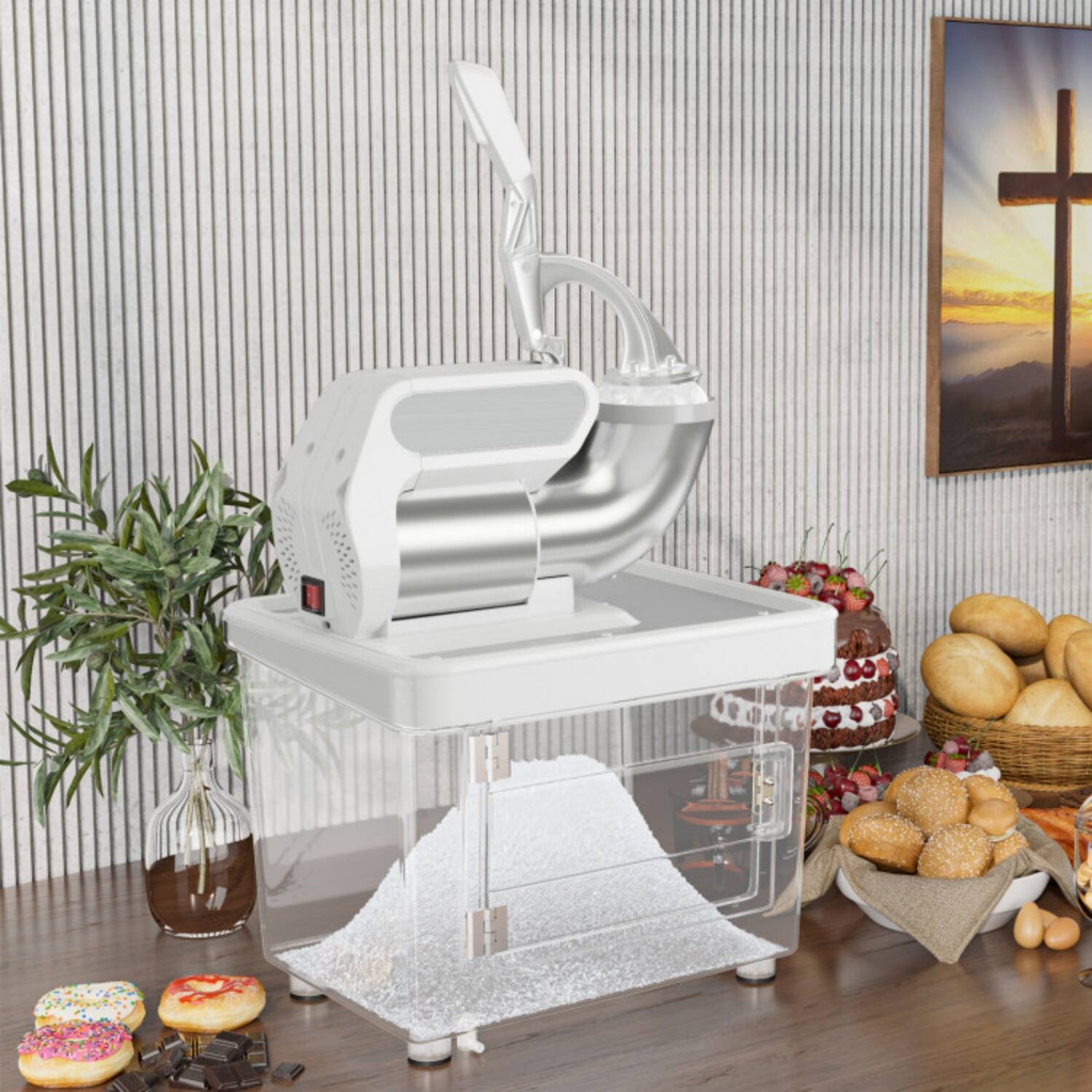 Alt View 5. LUCKY ONE - Commercial Ice Crusher 660 lbs/h with Dual Blades & 10 Gal Storage - White.