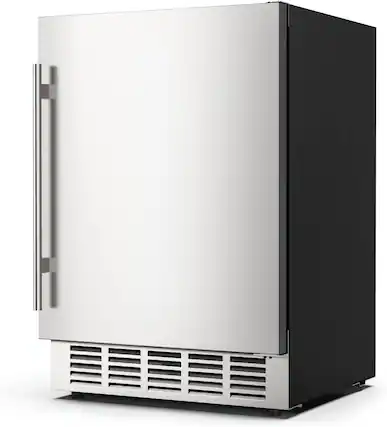 Front. Mirfee - 24" Outdoor Beverage Fridge - Holds 190 Cans, Built-in/Freestanding, Weatherproof Stainless Steel - Silver Single Door (Foam Door).