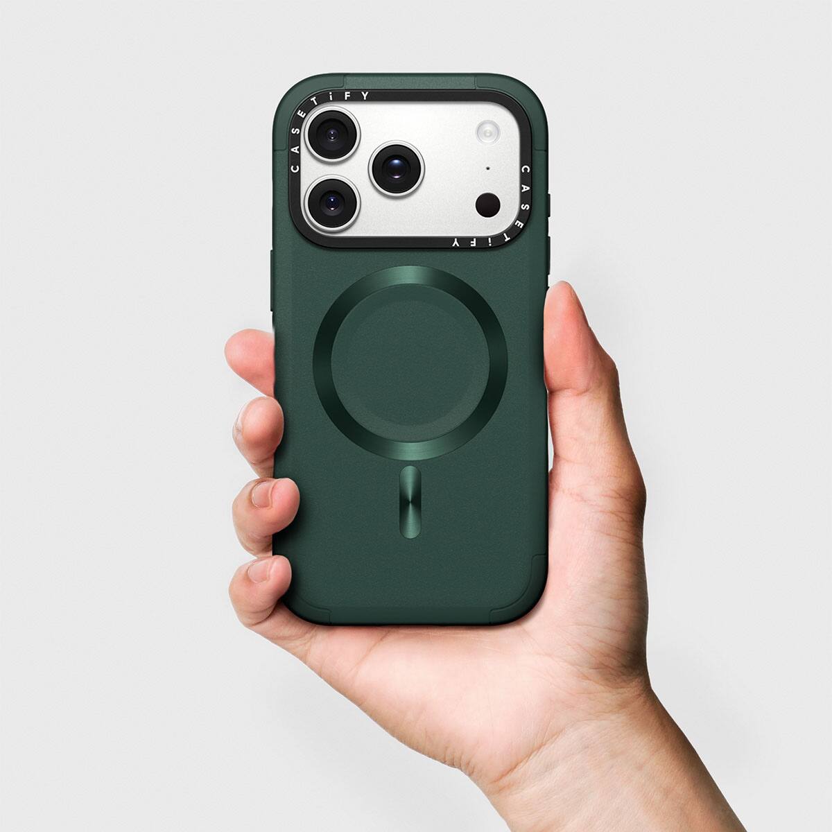 Angle. CASETiFY - Apple iPhone 17 Pro Max Force Case - Forest.