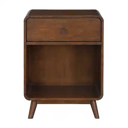 Front. Furniture of America - Ocala Mid-Century Wood 1-Drawer Side Table - Brown.