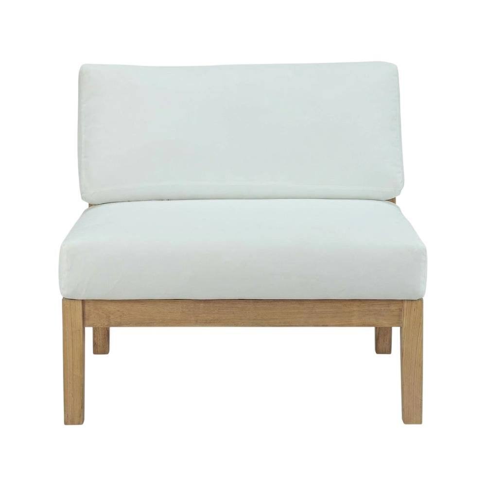 Back. Outdoor Escape - Outdoor Patio Teak Armless Lounge Chair For Garden And Patio - White.