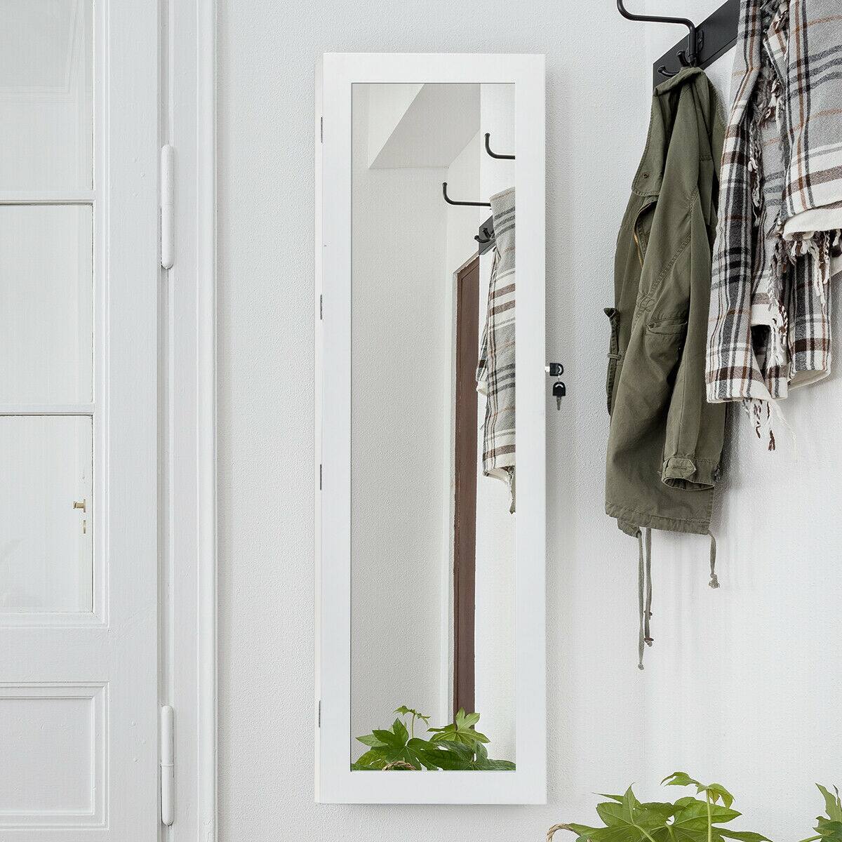 Alt View 10. Ecooso - Door Mounted Lockable Jewelry Cabinet with Full-Length Mirror and LED Lights.