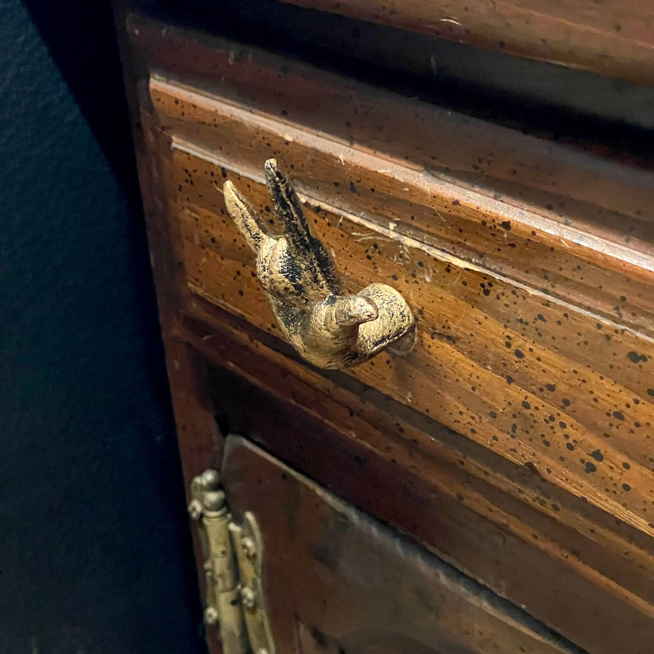 Alt View 4. Zeckos - Set of 6 Antique Gold Cast Iron Hand Cabinet Knobs SLA Drawer Pulls - Gold.