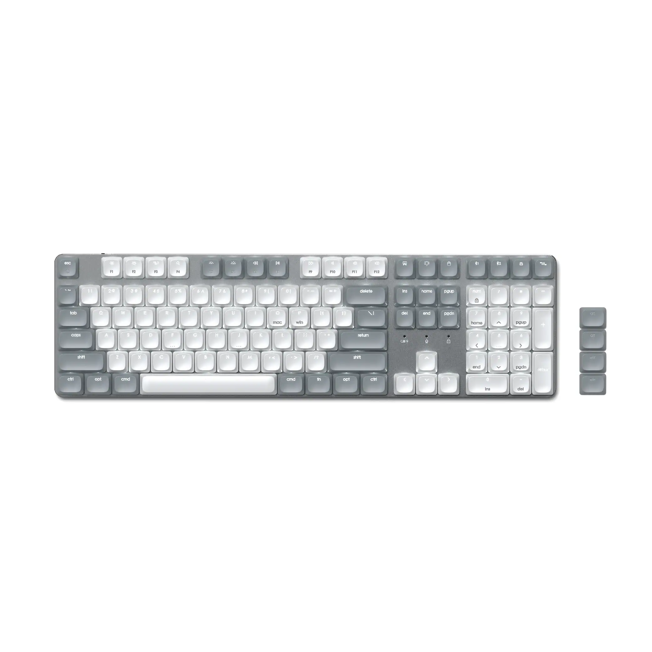 Front. Satechi - SM3 Mechanical Keyboard,108 Keys Full Size Keyboard with White LED Backlit, Wired and Bluetooth for Mac and Windows - Light Gray/White.