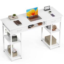 Bestier - 47 inch Computer Desk with 2 Drawers Home Office Writing Desk with Storage Space - White
