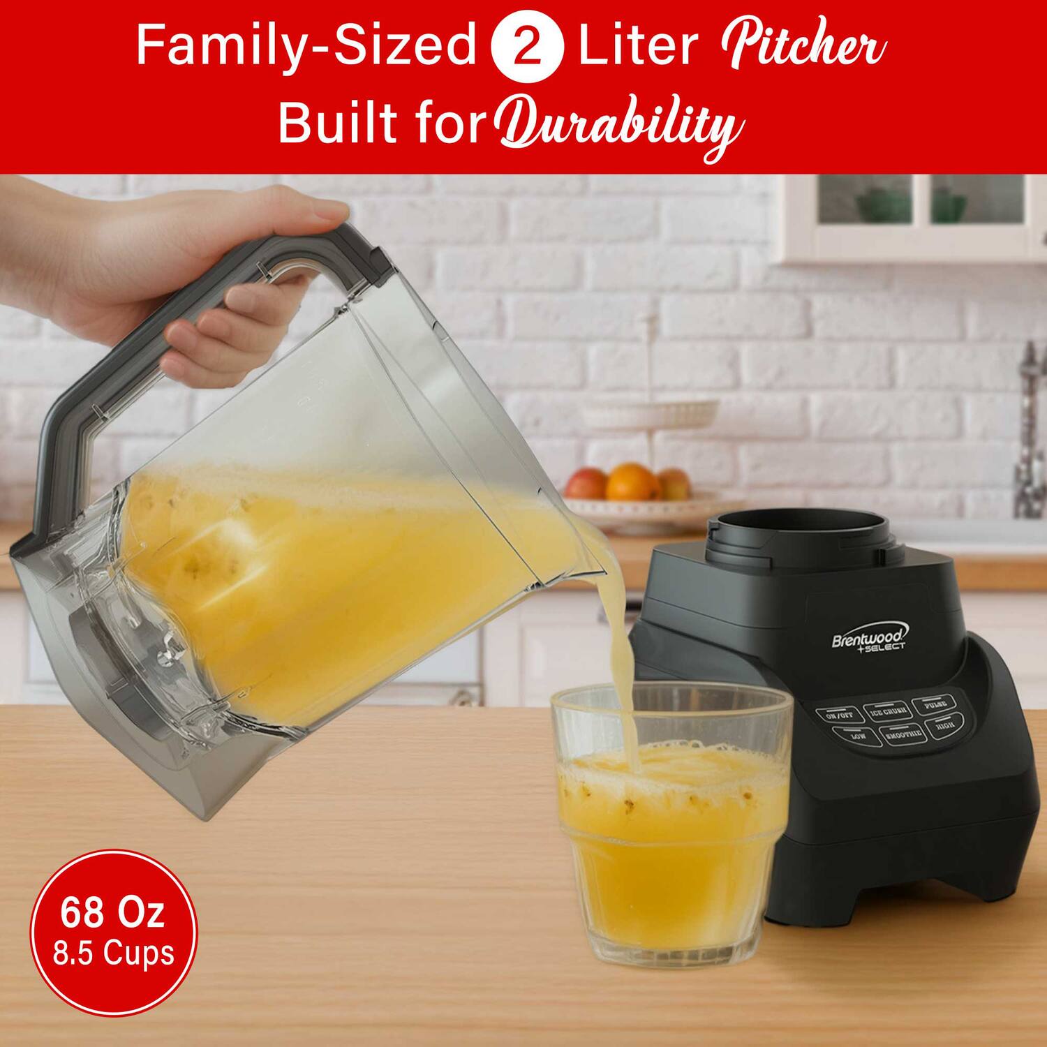 Family-Sized 2 Liter Pitcher Built for Durability

68 Oz 8.5 Cups
