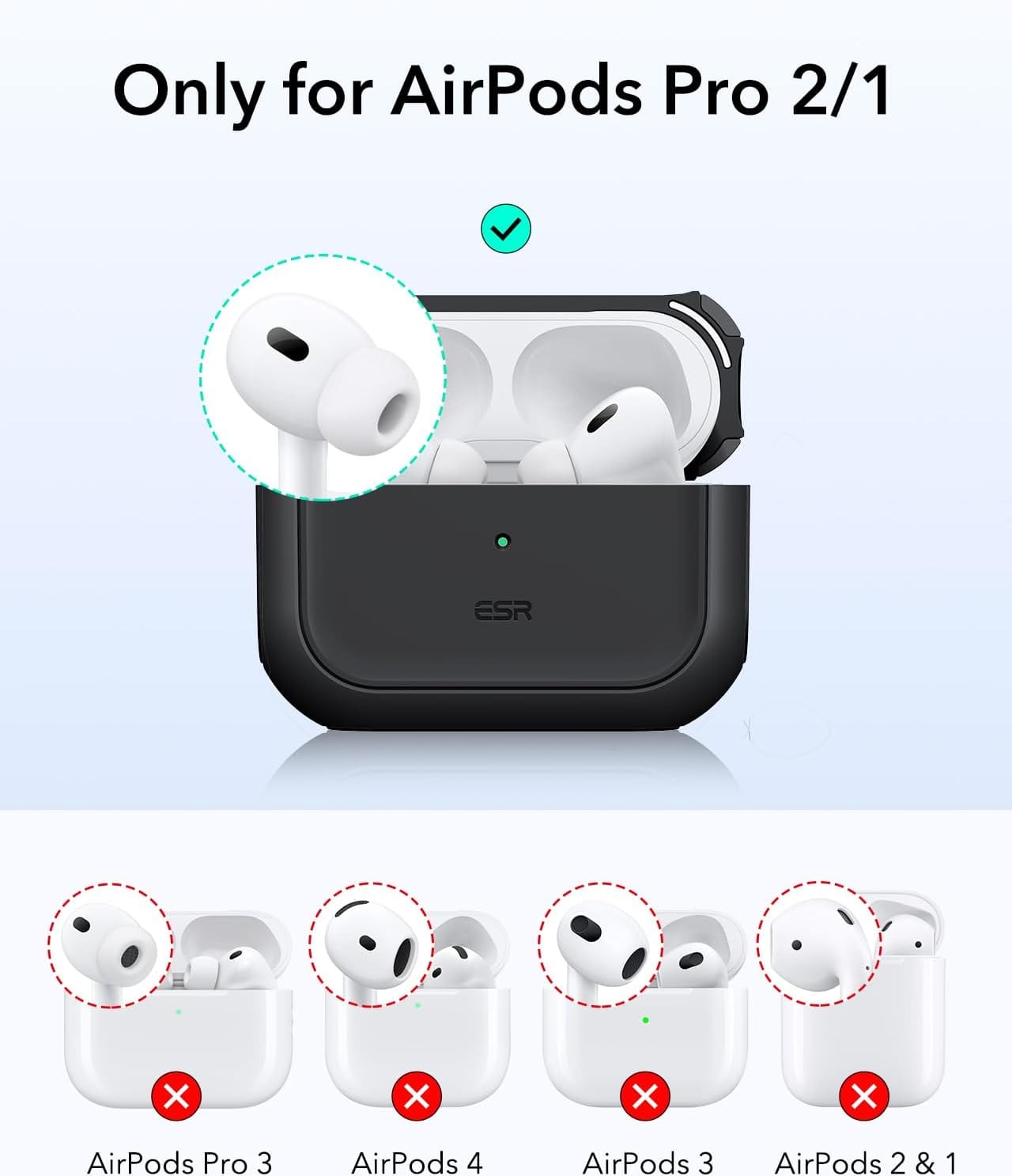 ACJPR - Protective Case for AirPods Pro 1st & 2nd Gen – Drop Protection, Black