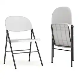 Emma + Oliver - 2 Pack Home & Office 330 lb. Capacity Foldable Plastic Chair - Granite White