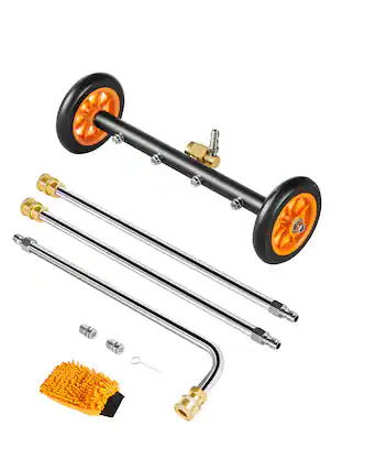 Front. VEVOR - 16" Pressure Washer Undercarriage Cleaner, Stainless Steel Surface Cleaner for Pressure Washer, 4000 Max PSI - Black + Orange.