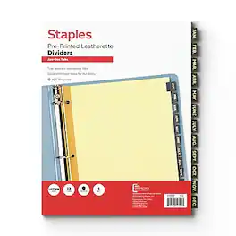 Staples - Pre-Printed Monthly Leatherette Index - Black
