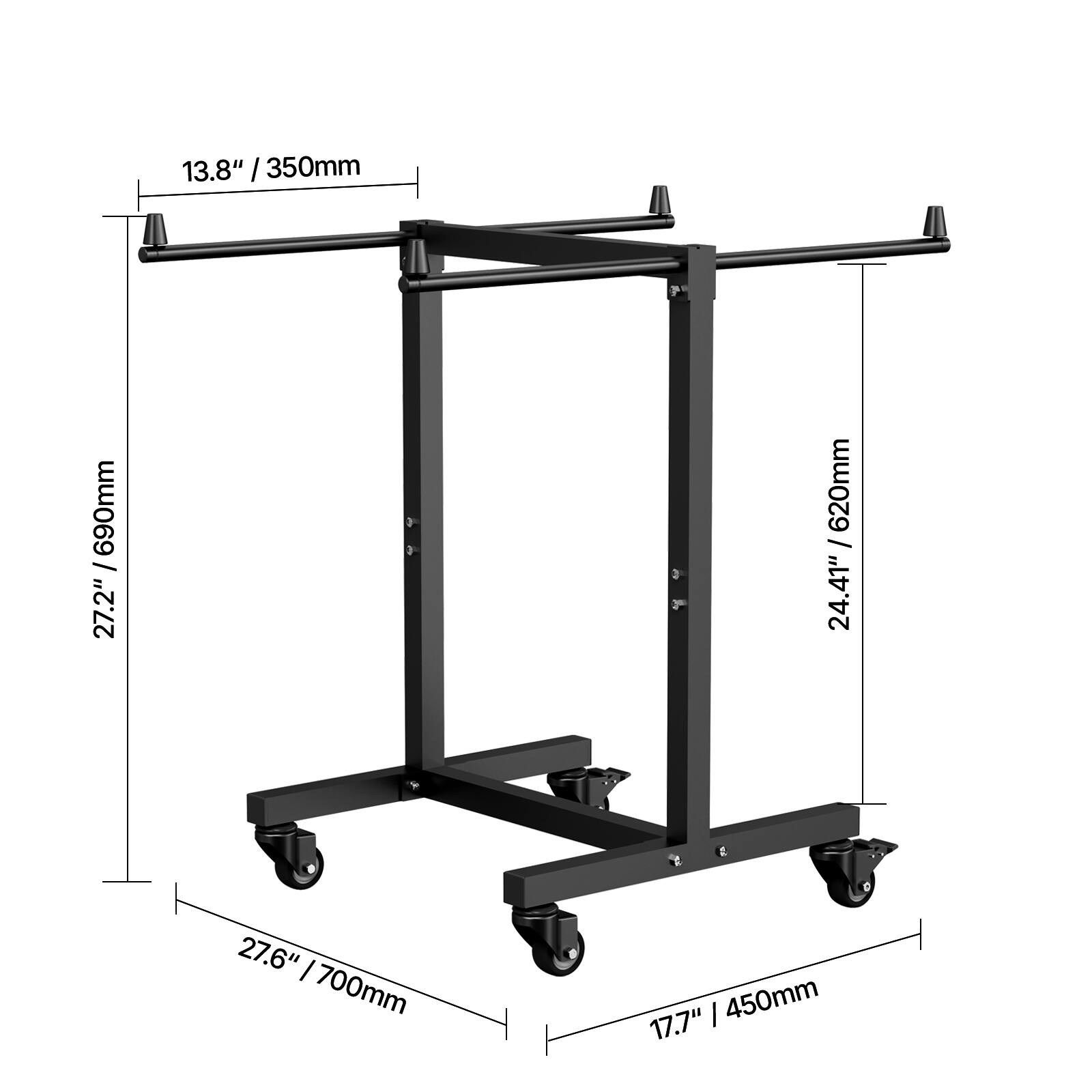 13.8" / 350mm
27.2" / 690mm
24.4" / 620mm
27.6" / 700mm
17.7" / 450mm