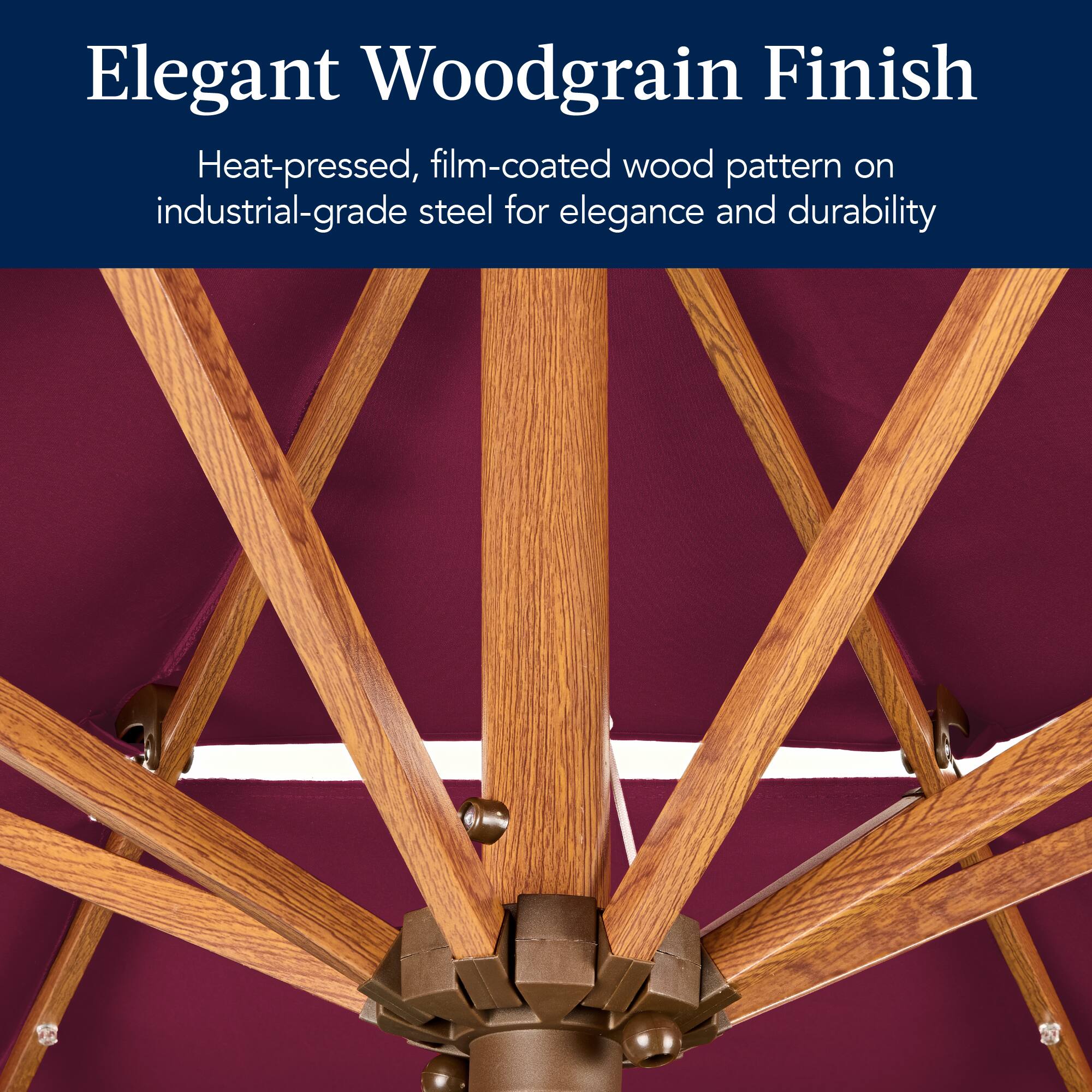 Elegant Woodgrain Finish

Heat-pressed, film-coated wood pattern on industrial-grade steel for elegance and durability.