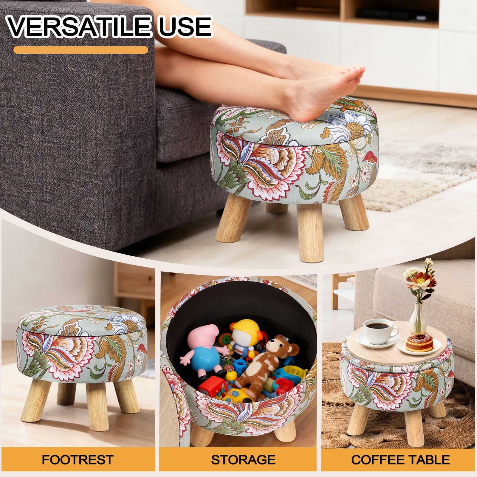 VERSATILE USE

FOOTREST
STORAGE
COFFEE TABLE