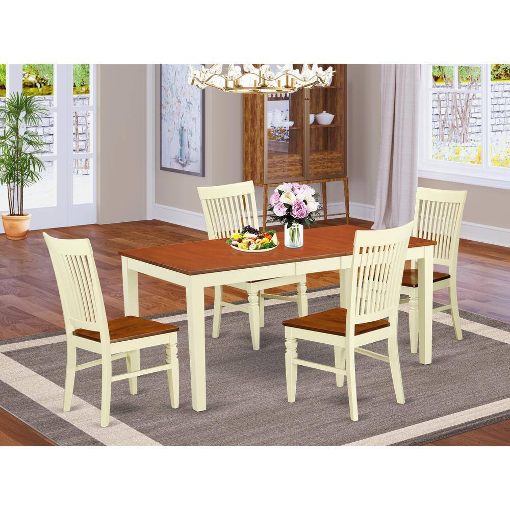 Back. East West Furniture - Dining Room Set Buttermilk & Cherry - Brown.